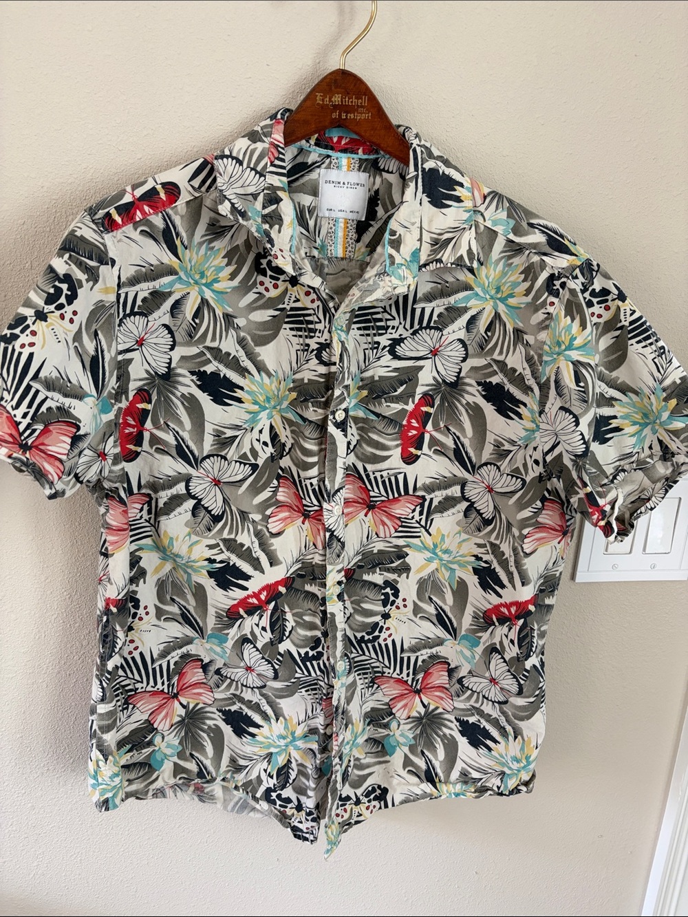 J.Crew Slim Fit Floral Short-Sleeve Shirt - Cream Multi